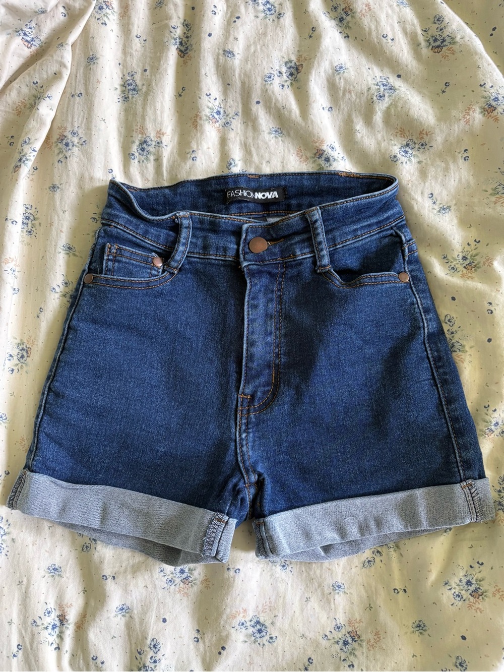 Fashion Nova Dark High-Rise Denim Shorts